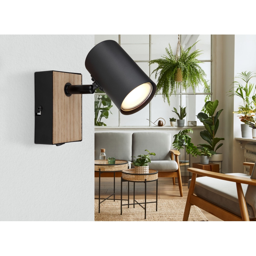 Globo - Wall spotlight 1xGU10/35W/230V black/brown