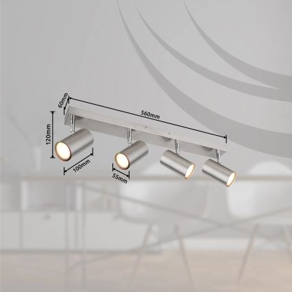 Globo - 4-Light Spotlight 4xGU10/35W/230V Matte Chrome