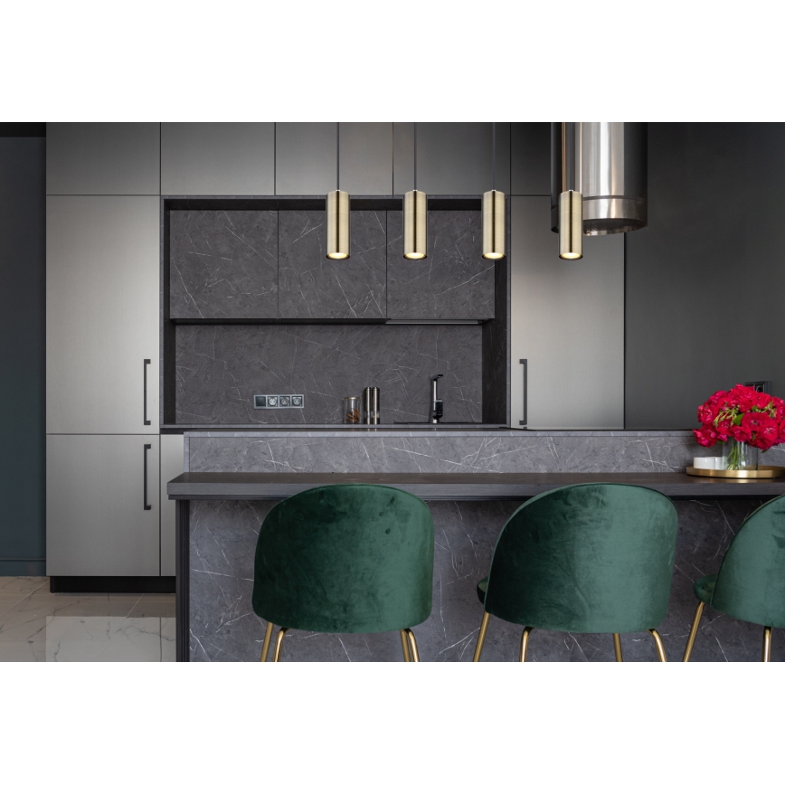 Globo - Chandelier on a string 4xGU10/35W/230V black/brass