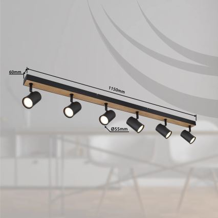 Globo - Spotlight 6xGU10/35W/230V black/brown
