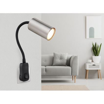 Globo - Plug-in wall spotlight 1xGU10/35W/230V matte chrome