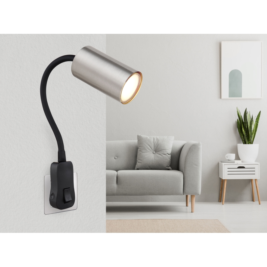 Globo - Plug-in wall spotlight 1xGU10/35W/230V matte chrome
