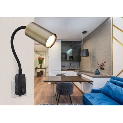 Globo - Socket wall spotlight 1xGU10/25W/230V black/brass