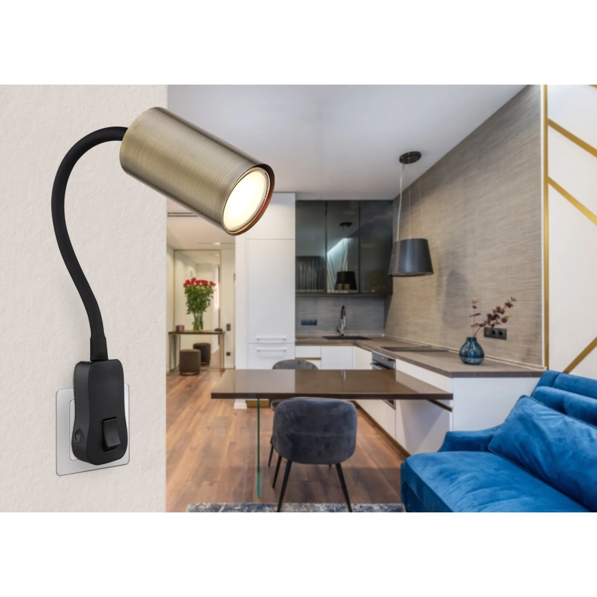 Globo - Socket wall spotlight 1xGU10/25W/230V black/brass