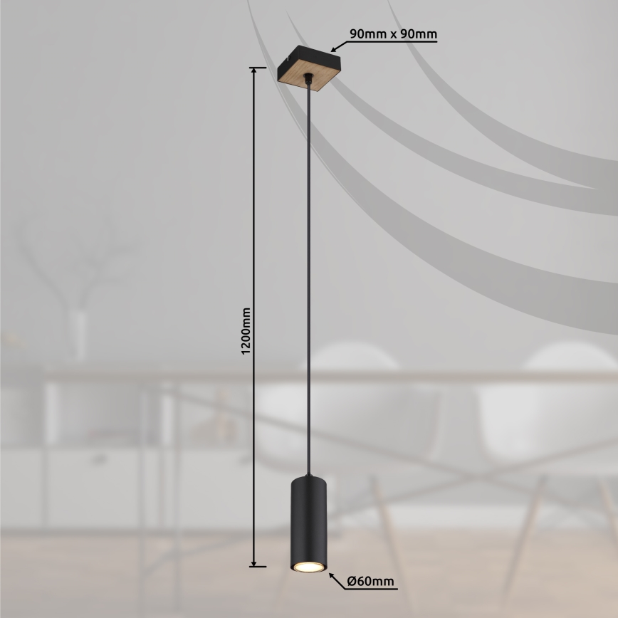 Globo - Chandelier on a string 1xGU10/35W/230V black/brown