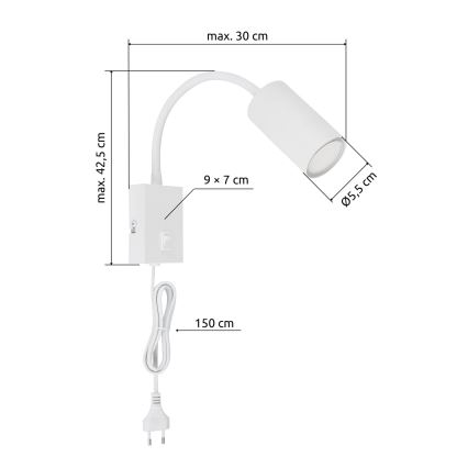 Globo - Flexible wall lamp 1xGU10/25W/230V white