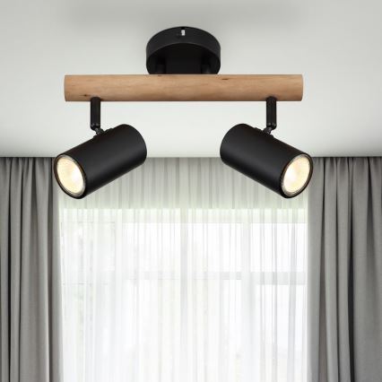 Globo - Spotlight 2xGU10/5W/230V wood/metal