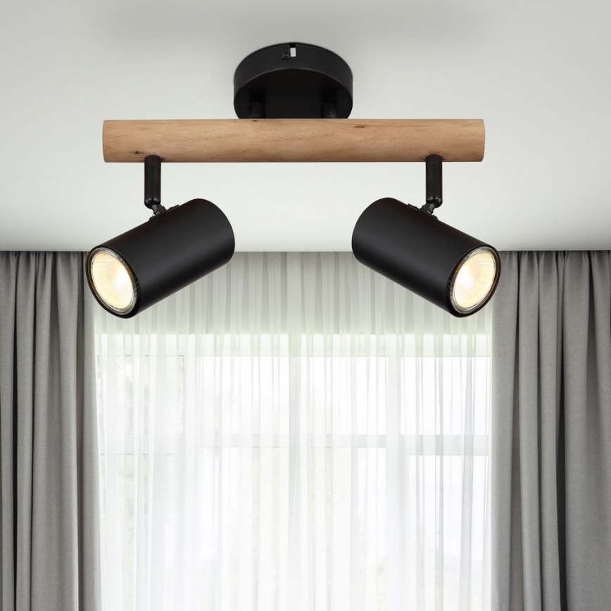 Globo - Spotlight 2xGU10/5W/230V wood/metal
