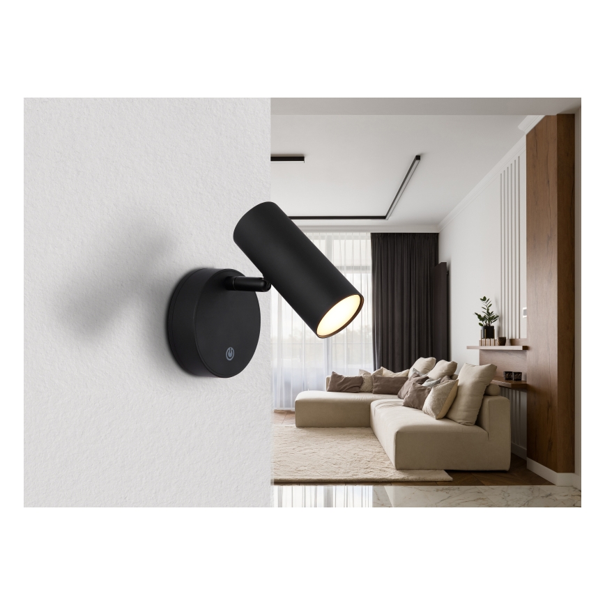 Globo - Dimmable Rechargeable LED Wall Spotlight LED/0.4W/3.7V 1800 mAh Black