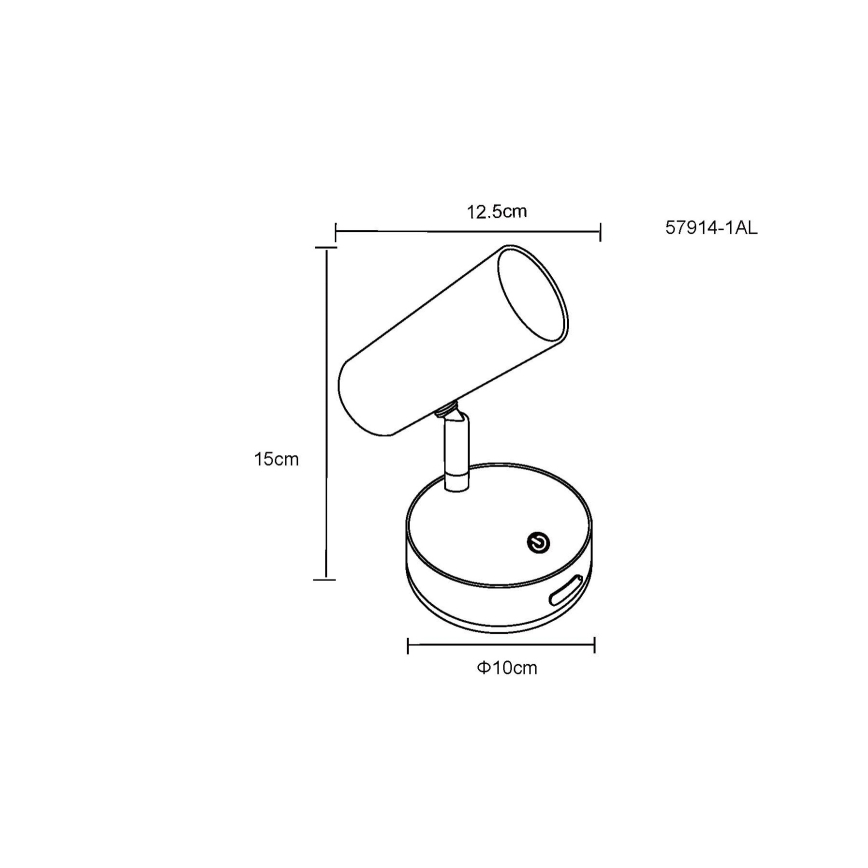 Globo - Dimmable Rechargeable LED Wall Spotlight LED/0.4W/3.7V 1800 mAh Black