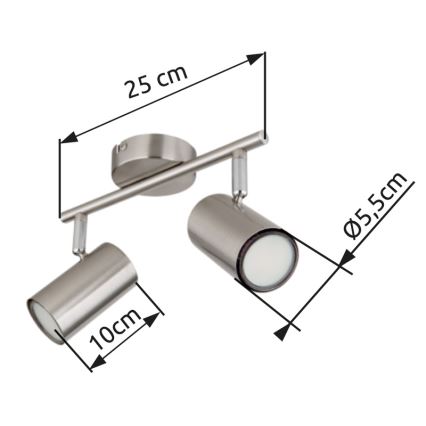 Globo - Spotlight 2xGU10/25W/230V matte chrome