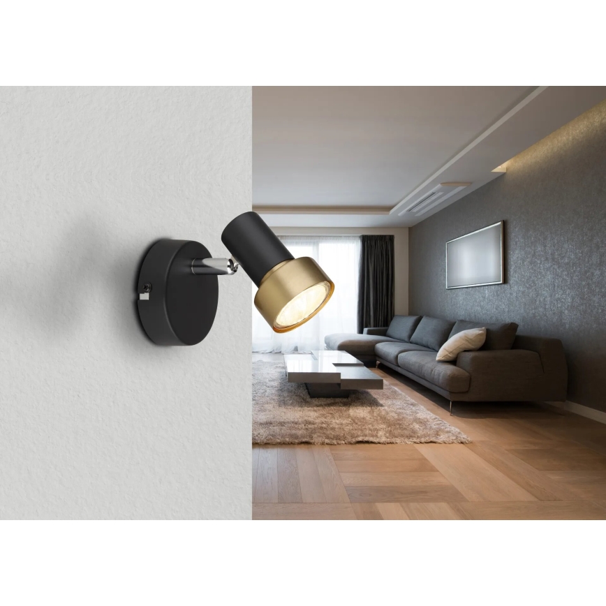 Globo - Wall spotlight 1xGU10/25W/230V black/gold