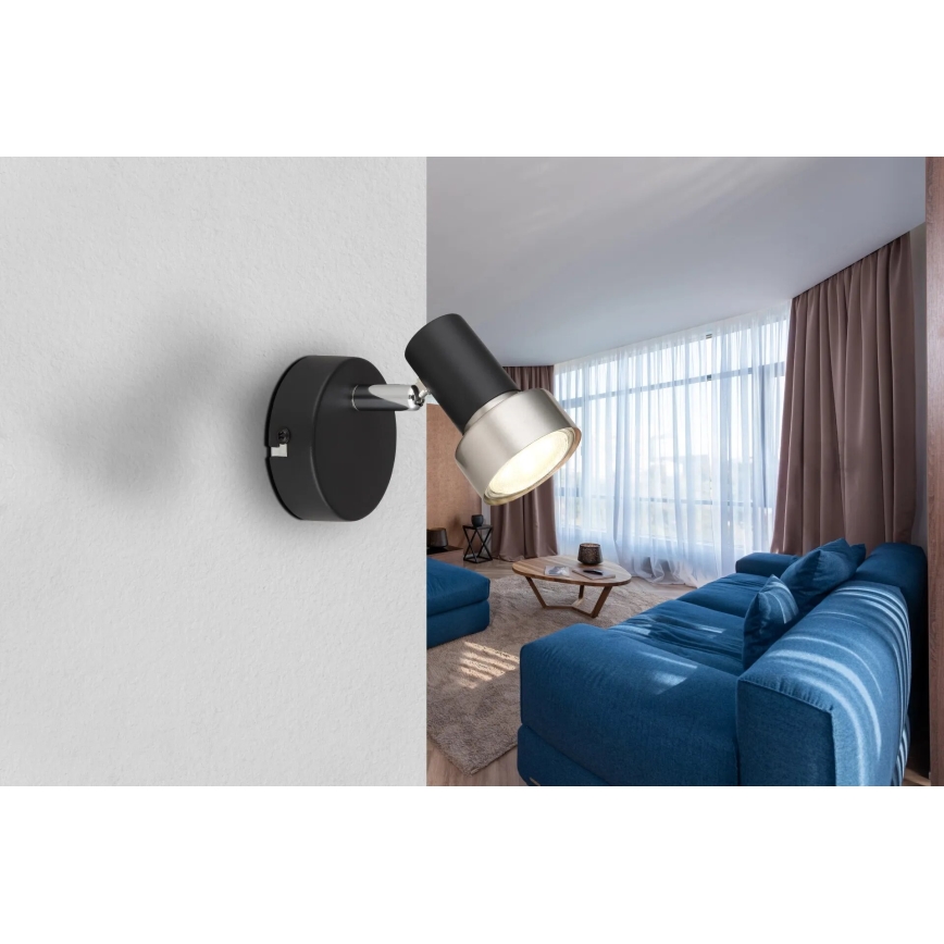 Globo - Wall spotlight 1xGU10/25W/230V black/silver