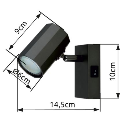 Globo - Wall spotlight 1xGU10/25W/230V black