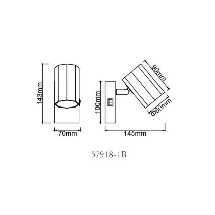 Globo - Wall spotlight 1xGU10/25W/230V black