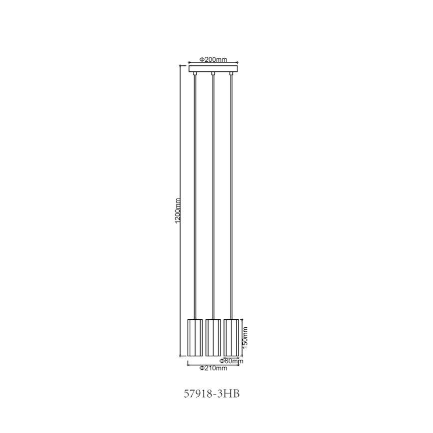 Globo - Chandelier on a string 3xGU10/25W/230V black