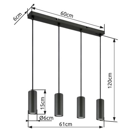 Globo - Chandelier on a string 4xGU10/25W/230V black