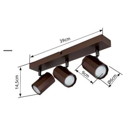 Globo - Spotlight 3xGU10/25W/230V brown