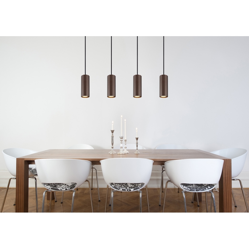 Globo - Chandelier on a string 4xGU10/25W/230V brown