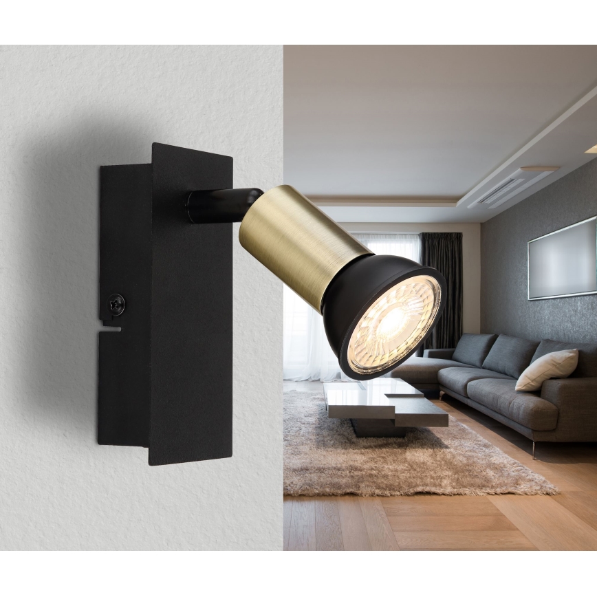 Globo - Wall spotlight 1xGU10/35W/230V black/brass