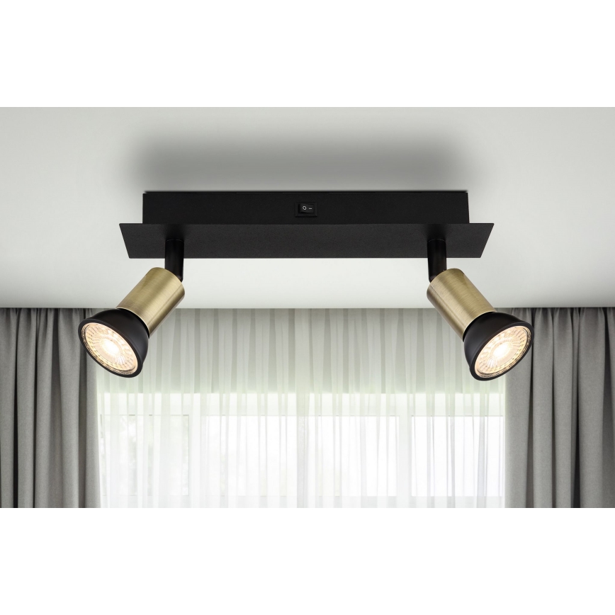Globo - Spotlight 2xGU10/35W/230V black/brass