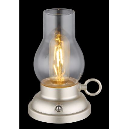 Globo - LED Dimmable rechargeable touch table lamp LED/1W/3,7V 1200 mAh matte chrome