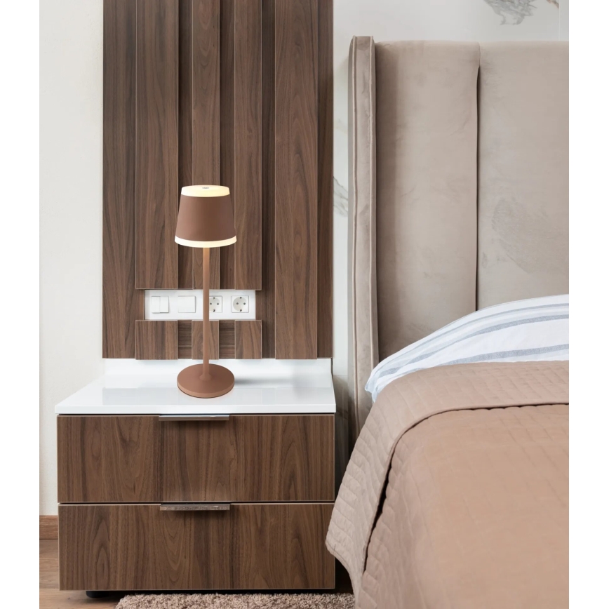 Globo - LED Dimmable rechargeable touch table lamp LED/4,6W/3,7V 3000K 1800mAh brown IP54