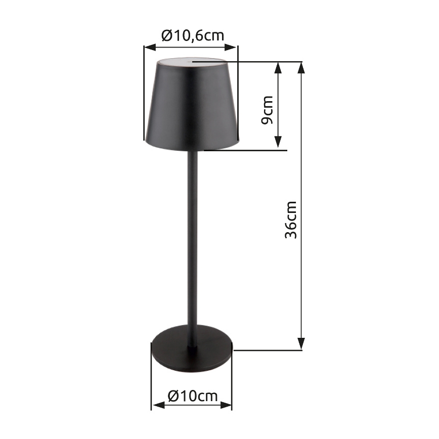 Globo - LED Dimmable touch outdoor lamp LED/3W/3,7V IP44 1800mAh + USB black