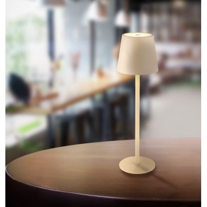 Globo - LED Dimmable touch outdoor lamp LED/3W/3,7V IP44 1800 mAh USB beige