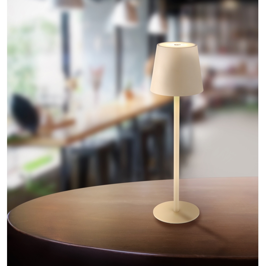 Globo - LED Dimmable touch outdoor lamp LED/3W/3,7V IP44 1800 mAh USB beige