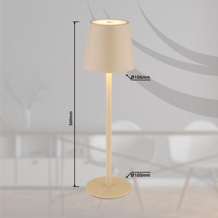 Globo - LED Dimmable touch outdoor lamp LED/3W/3,7V IP44 1800 mAh USB beige