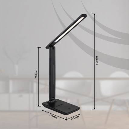 Globo - LED Touch dimmable rechargeable table lamp LED/5W/5V 2700/4000/6500K 1800 mAh black