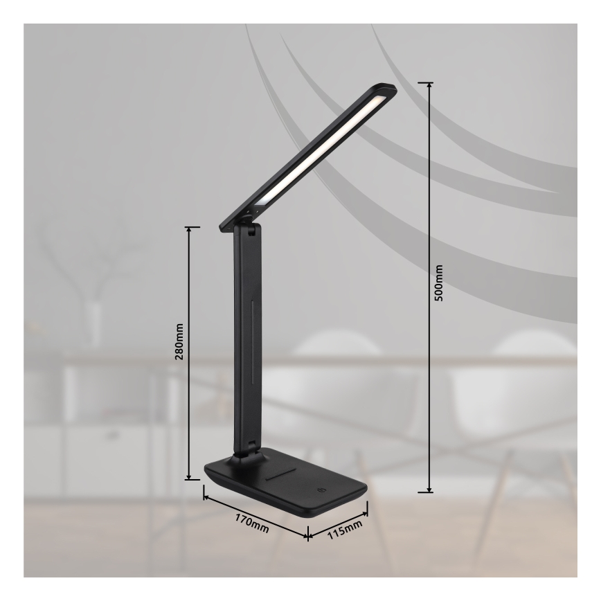 Globo - LED Touch dimmable rechargeable table lamp LED/5W/5V 2700/4000/6500K 1800 mAh black