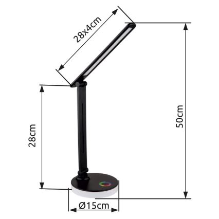 Globo - LED RGBW Dimmable touch table lamp LED/5W/230V + LED/2W 2700K/4000K/6500K black