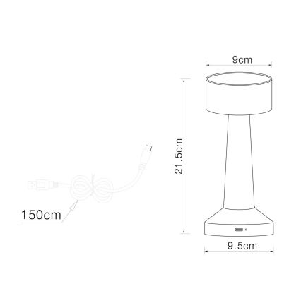 Globo - LED Dimmable touch table lamp LED/1W/3,7V 2700K/4000K/6500K 800 mAh USB gold