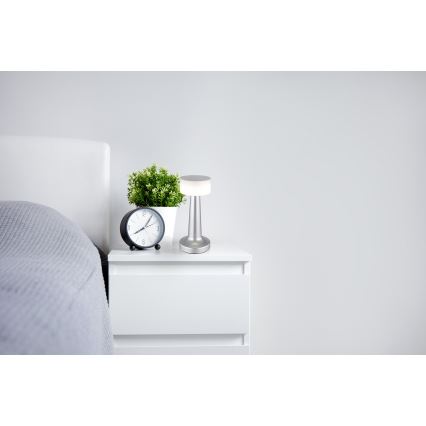 Globo - LED Dimmable touch table lamp LED/1W/3,7V 2700K/4000K/6500K 800 mAh USB matte chrome