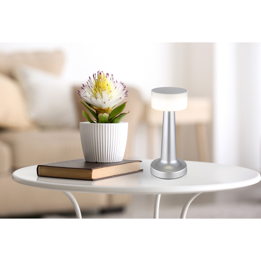 Globo - LED Dimmable touch table lamp LED/1W/3,7V 2700K/4000K/6500K 800 mAh USB matte chrome