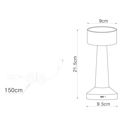Globo - LED Dimmable touch table lamp LED/1W/3,7V 2700K/4000K/6500K 800 mAh USB matte chrome