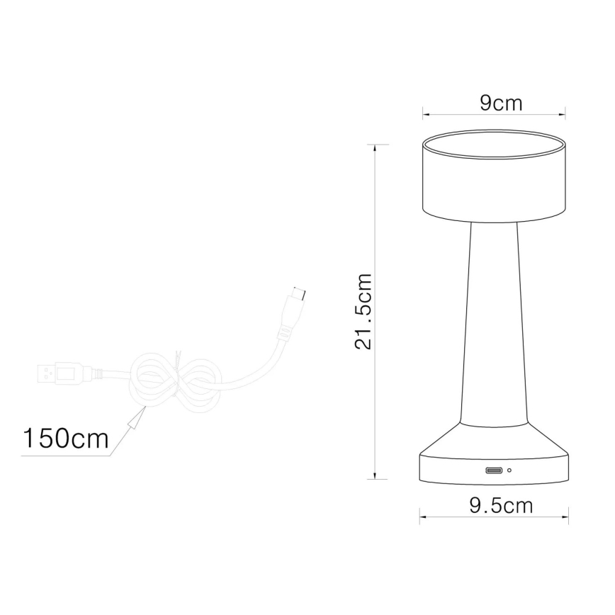 Globo - LED Dimmable touch table lamp LED/1W/3,7V 2700K/4000K/6500K 800 mAh USB matte chrome