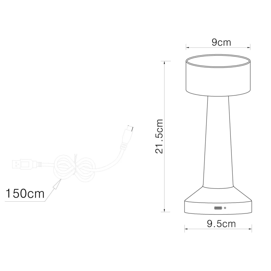 Globo - LED Dimmable touch table lamp LED/1W/3,7V 2700K/4000K/6500K 800 mAh USB black