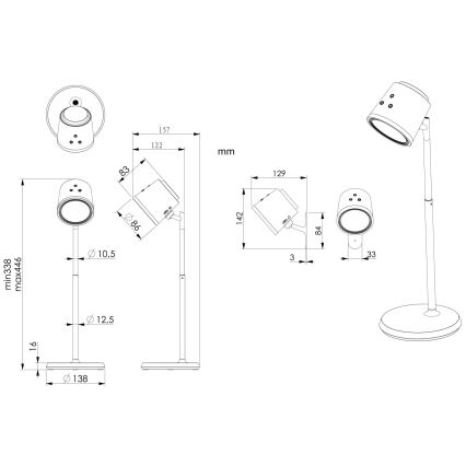 Globo - LED Dimmable touch table lamp 4in1 LED/6W/3,7V 3000K/4000K/6500K 1500 mAh USB black
