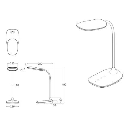 Globo - LED Dimmable touch table lamp LED/9W/230V 3000K/4000K/6500K CRI 90 black