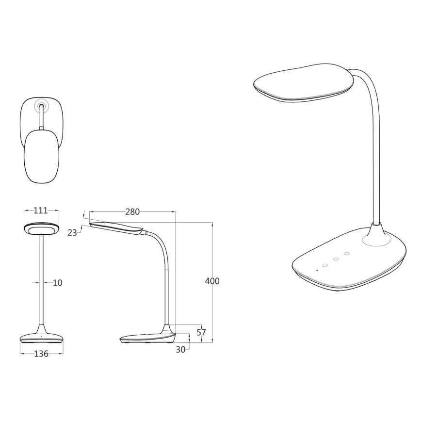 Globo - LED Dimmable touch table lamp LED/9W/230V 3000K/4000K/6500K CRI 90 black
