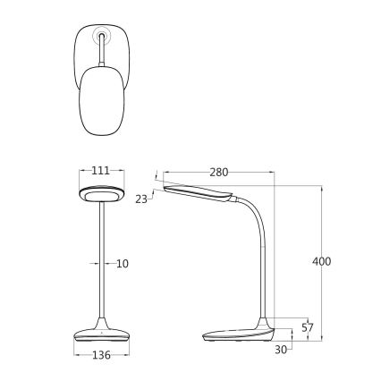 Globo - LED Dimmable touch table lamp LED/9W/230V 3000K/4000K/6500K CRI 90 white