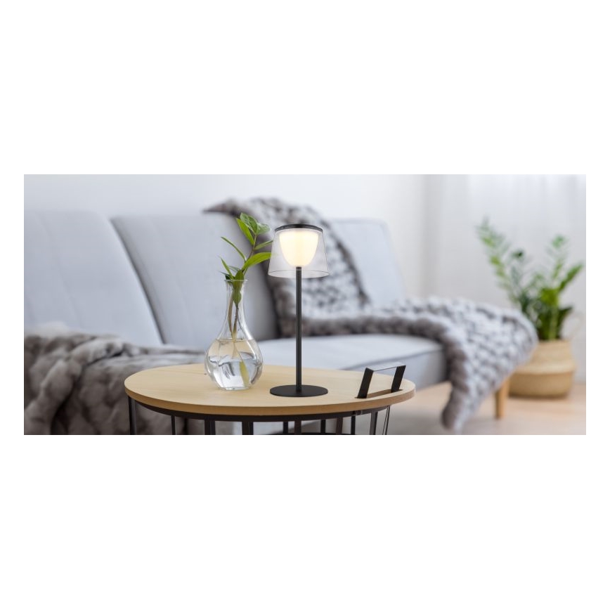 Globo - LED Dimmable touch outdoor table lamp LED/1,8W/5V IP44 1800 mAh black/clear
