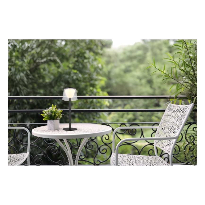 Globo - LED Dimmable touch outdoor table lamp LED/1,8W/5V IP44 1800 mAh black/clear