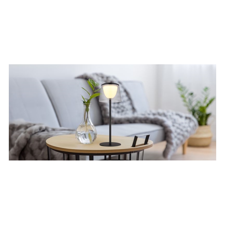 Globo - LED Dimmable touch outdoor table lamp LED/1,8W/5V IP44 1800 mAh black/smoky