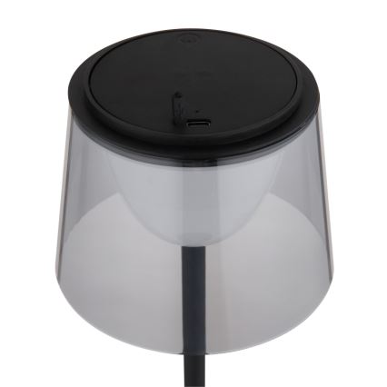 Globo - LED Dimmable touch outdoor table lamp LED/1,8W/5V IP44 1800 mAh black/smoky