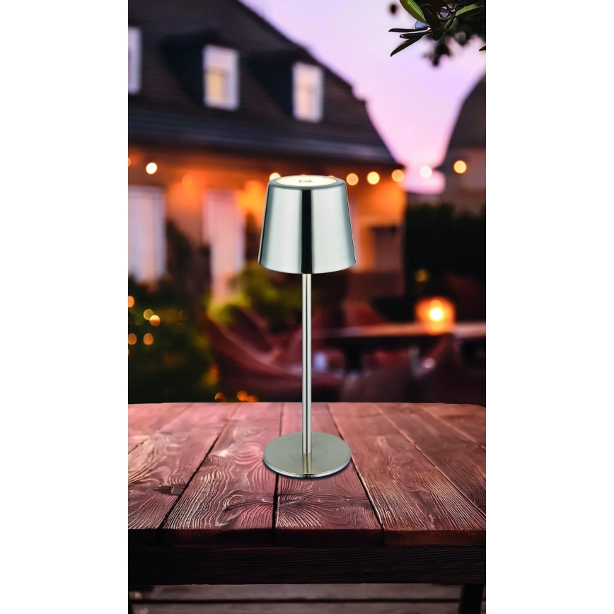 Globo - LED Dimmable Touch-Control Rechargeable Table Lamp LED/2W/3.7V 3000/4000/6000K 2200 mAh Glossy Chrome