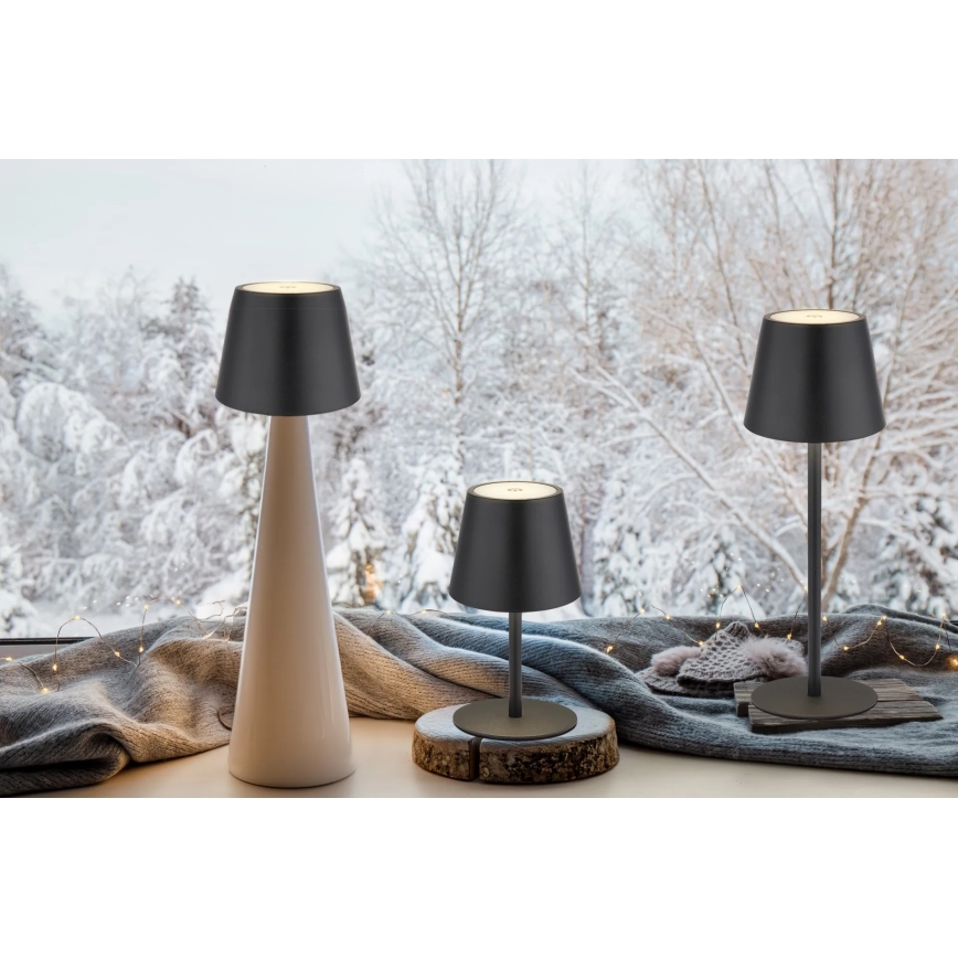 Globo - Dimmable Touch-Sensitive Rechargeable Outdoor Table Lamp, 3-in-1, LED 3W/5V, 3000/4000/5000K, IP54, 1800 mAh, Black
